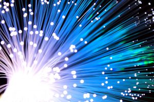 fiber optic cable with light at the end of the strand